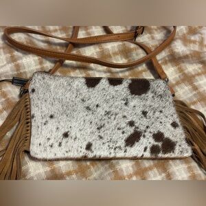 Montana west Cowhide fringe crossbody purse